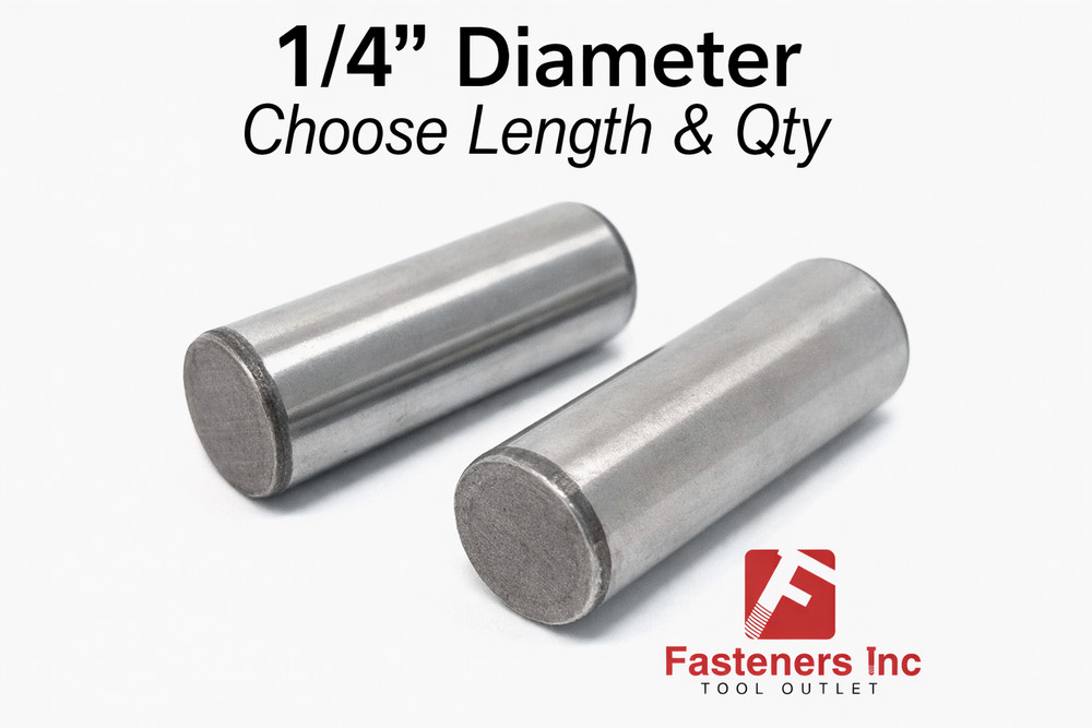 1/4″ Dowel Pins Thru Hardened Alloy Plain (Choose Length & Quantity)