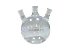 CHEMGLASS Glass 500mL 14/20 Angled 3-Neck Heavy Wall Round Bottom Flask CG-1524