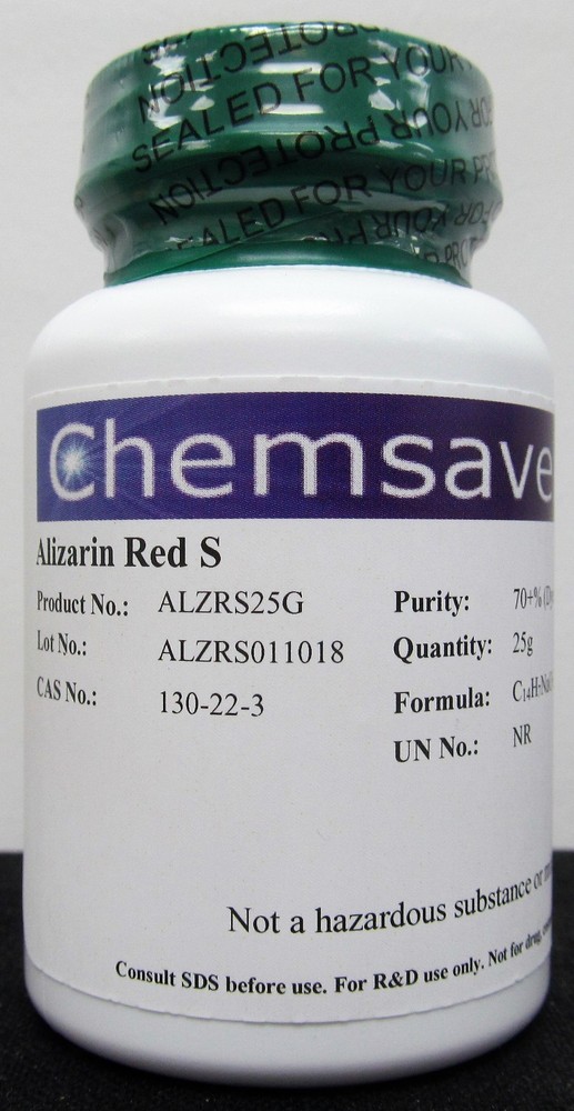 Alizarin Red S, 70+% (Dye Content), 25g