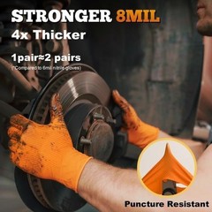 Heavy Duty Orange Industrial Nitrile Gloves with Raised Diamond Texture, Late…