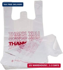 TashiBox 100 Ct plastic bags/Shopping Bags/Thank You Bags/Reusable and Disposabl