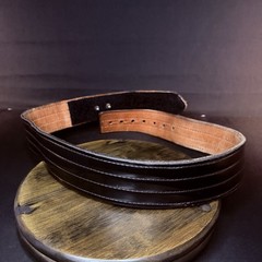 Don Hume Duty Belt Size 32″ Black High Gloss Quad Stitched Leather B120 2.25″