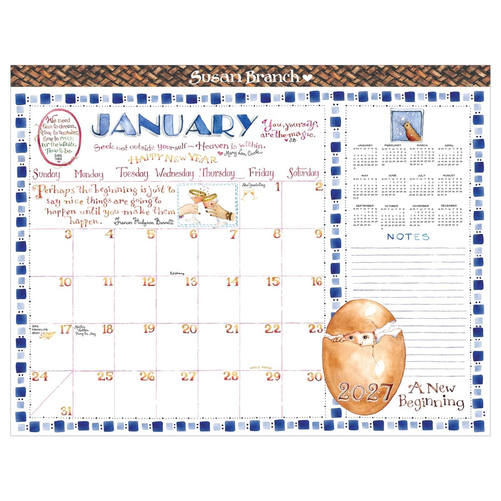 2027 Susan Branch Large Desk Pad Monthly Blotter Calendar