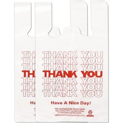 White Thank you T shirt bag, Grocery shopping bag Reusable and Disposable