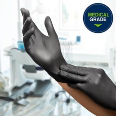 HALYARD PUREZERO Black Nitrile Exam Gloves – 5.1 Mil Box of 100, Medium – Hea…