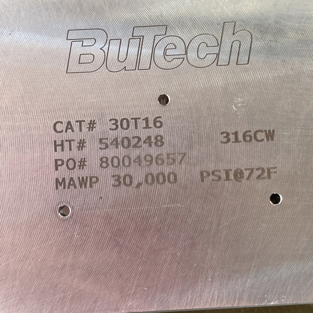 BuTech CAT# 30T16. 30,000 PSI