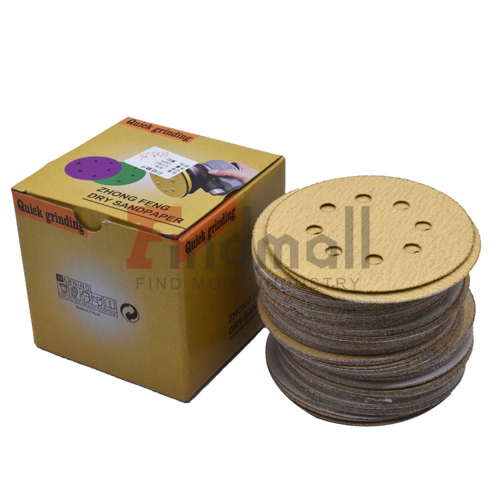 100Pcs 5” Inch 8-Hole 80 Grit Hook-and-Loop Sanding Disc Sander Paper