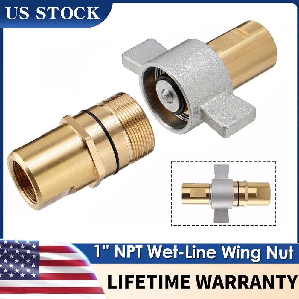 Heavy Duty 1” NPT Wet Line Wing Nut Hydraulic Quick Disconnect Coupler Set New