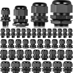 Relaxweex 50 Pcs 1/4″ 1/2″ 3/4″ 1″ NPT Black Nylon Cable Gland, Waterproof IP68