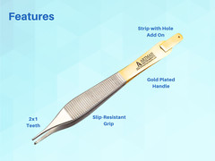 Adson Kocher Forceps with Skin Stopper & Serrated 2×1 Tip ARTMAN
