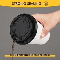 50 pack] Disposable Coffee Cups with Lids 12 oz, Hot Paper Cups with Lids, To Go
