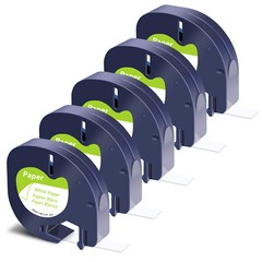 5Pack 1/2″ X 4m 13 ft Black on White 91330 Label Tape Fit for DYMO LetraTag QX50