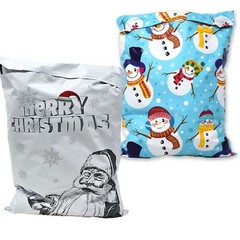 10×13 Merry Christmas Combo! Santa, Snowmen and Wreath Poly Mailers, Festive Gra