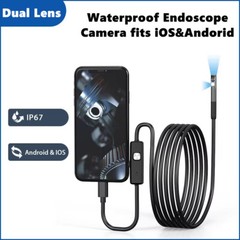 For iPhone 16/15/14 iOS/Android Cellphone iPad Dual Lens Endoscope Camera IP68
