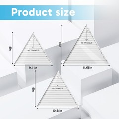 3 Pcs 60 Degree Triangle Ruler for Quilting, Quilting Templates Rulers 8 9 10…