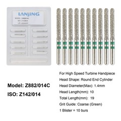 Dental Zirconia Diamond Burs FG Round End Taper Cylinder Football Fine Medium