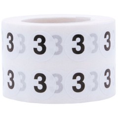 White with Black Number Stickers | 0.5″ Inch Round | 1000 Pack | Pick from 0-20