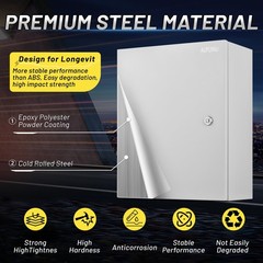 Metal Electrical Enclosure Box, 12 x 10 x 6 inches, Waterproof & Dustproof wi…
