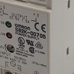 Omron S82K-00705 Power Supply, 100-240VAC In, 1.5A 5VDC Out, DIN Rail