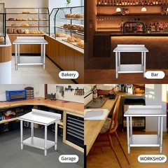 Stainless Steel Table, 30 x 24 Inches Commercial Metal Prep & Work Table with…