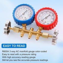 R290 and R600A Manifold Gauge, Refrigerant Pressure Gauge 3 Way HVAC Air Conditi
