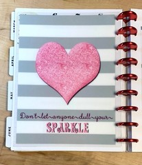 Gray/White Stripe Heart Sparkle Quote 2 Sided Dashboard 4 use w/ Happy Planner~