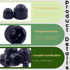 161Pcs Bolt Covers Screw Caps Hex Head Bolt Covers Black Plastic Dome Bolt Nut P