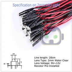 1.8mm 2mm 3mm 5mm 8mm 10mm Pre Wired LED DC9-12V Lights Emitting Diodes