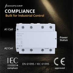 4 Pole NO Contactor 100A 120V Coil IEC 500V with DIN Rail and Screws Included