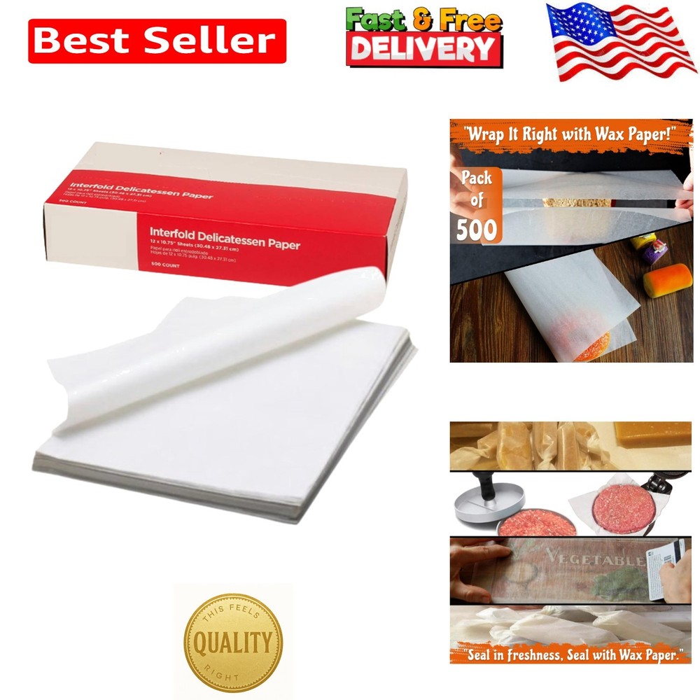 Gordon choice DeliWaxPaper10-500 Deli Wax Paper, 10″ x 10.75″, Plain Pack of 500