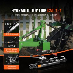 VEVOR Hydraulic Top Link Cat.1-1 (11 in 20-7/8~31-7/8 in) with 2 Hoses