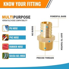 1/4” NPT Brass Hose Barb Fittings, 1/4” NPT Male Thread to 1/4 Inch Barbed …