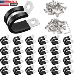 50PCS 3/8 Inch Cable Clamps 304 Stainless Steel Rubber Cushion Insulated Wire Cl