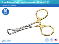 Towel Clamp 10pcs Backhaus Forceps Gold Plated 3.5″ Surgical instruments ARTMAN