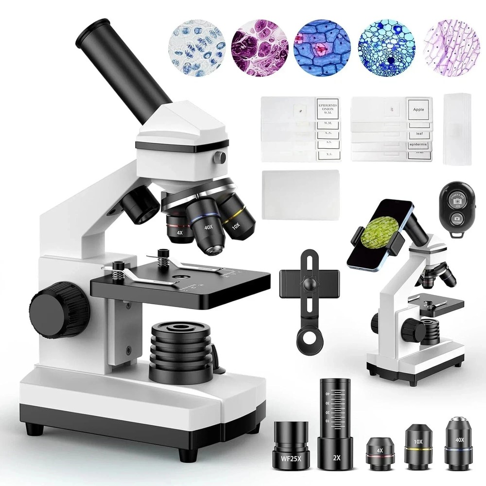 Compound Microscope – 100X-2000X High-Power Biological Microscope(White)