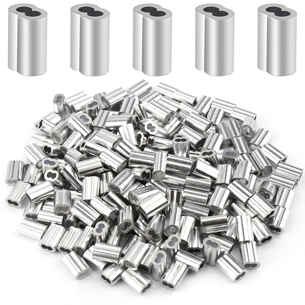 200 Pcs Aluminum Crimping Sleeve 1/16″, Cable Ferrule Wire Rope Sleeves Sleeve..