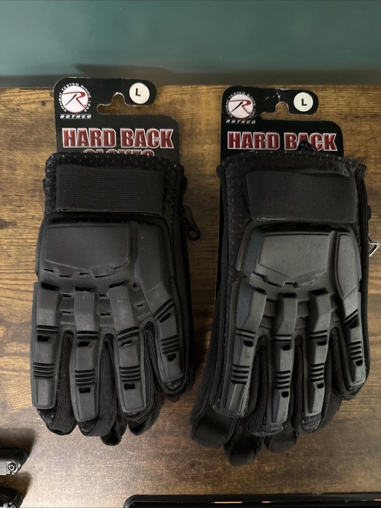 Rothco Armored Hard Back Duty Gloves Military Black Tactical Glove 2 Pairs Large