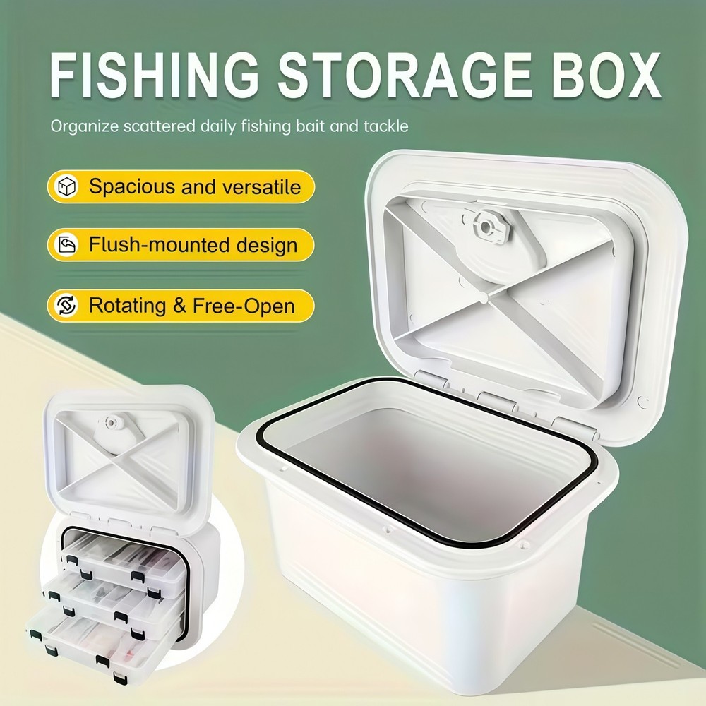 ABS Marine Storage Box with Deck Cover Hatch Lid for Organized Fishing Storage