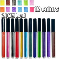 2.0mm 96 pieces 12 Color Pencil Leads, Lead Filled Art Sketching Supplies, Red,