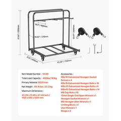 Folding Chair Rack Cart for 5 Tables+14 Chairs of 400LBS with Casters