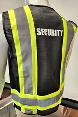 HI-VISIBILITY Black Security Safety Vest with 4 Front Pocket/ SECURITY VEST