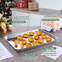 Homikit Quarter Sheet Pan with Wire Rack Set (2 Baking Sheets+2 Racks), Stainles