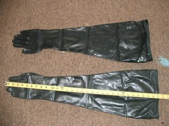 Shoulder Length Black Neoprene Latex Rubber Gloves 15 mils thick 32″ long NEW