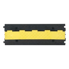 Heavy-Duty Cable Protector Ramp: 22000lb/axle, 2-Channel Rubber, Flip-Top
