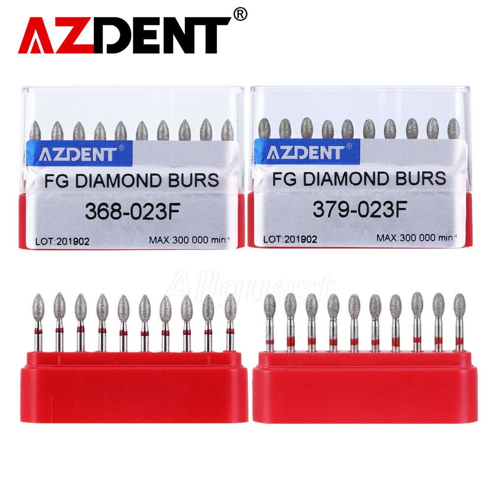 10pcs Dental FG Diamond Burs Football #368-023F/#379-023F Fine Red AZDENT