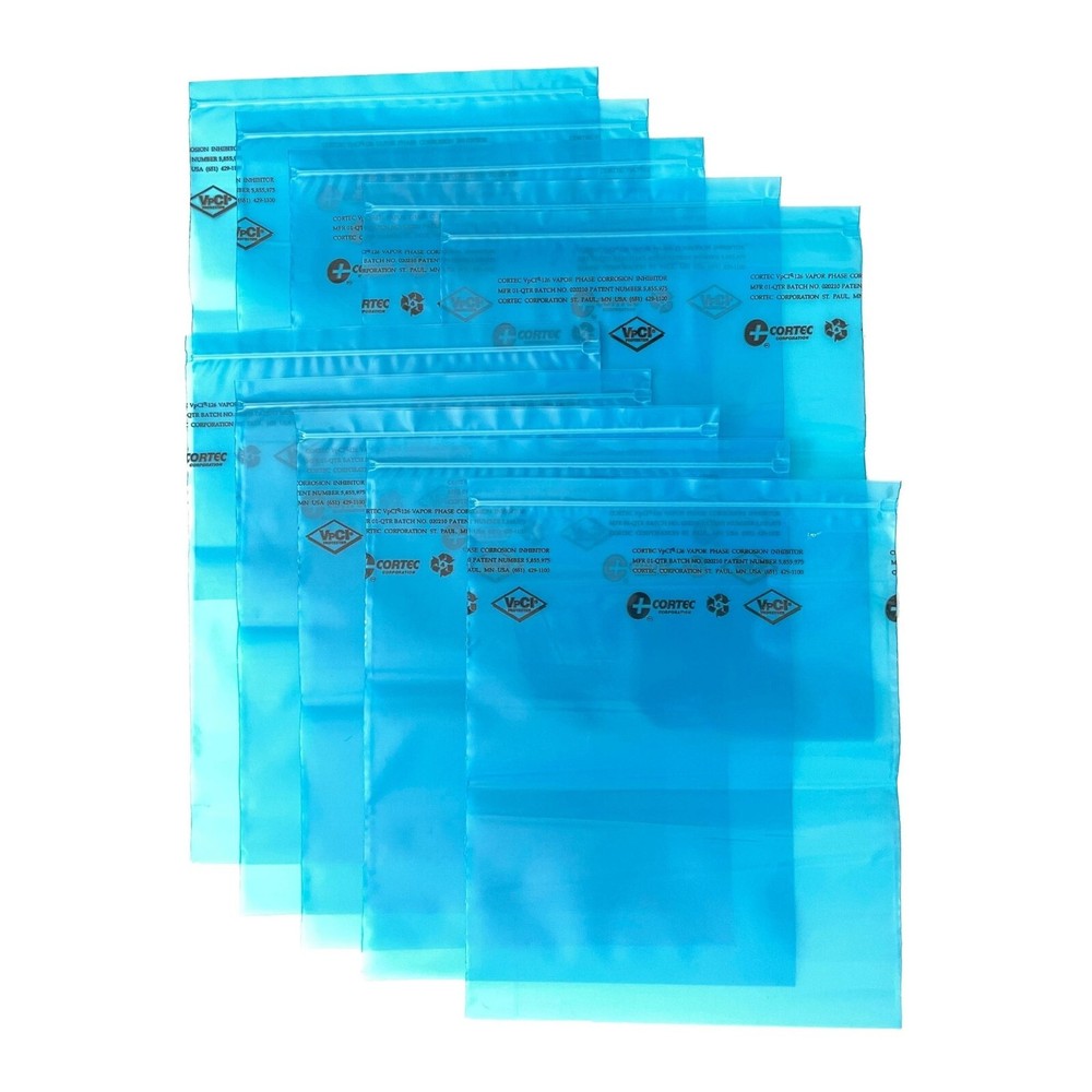 Anti Rust Zip Top VCI Poly Bags – Cortec VpCI-126 10″x12″ 4mil (Pack of 10 bags)
