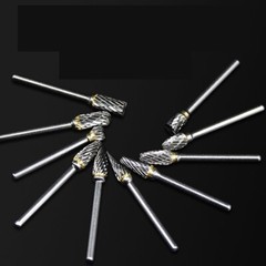 10x 1/4 Double-Cut Tungsten Steel Carbide Rotary Tool Burr Die Grinder Shank Bit