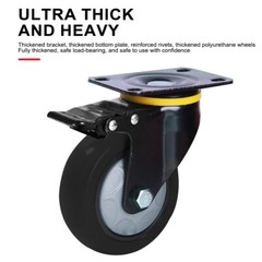 2/4 Pcs 4 Inch Black Swivel Plate Casters – Locking Caster Wheels with Brake