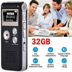 32GB Rechargeable LCD Digital Audio Sound Voice Recorder Dictaphone MP3 Player