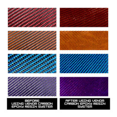 12″ x 5FT Twill Weave Red Hybrid Carbon Fiber Fabric Cloth Resin Kit